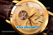 Vacheron Constantin Patrimony Tourbillon Swiss ETA 2824 Automatic Yellow Gold Case with Stick Markers and Gold Dial