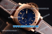 Panerai Luminor Submersible 1950 3 Days Automatic PAM 671 Clone P.9000 Automatic Bronzo Case with Blue Dial and Brown Leather Strap - 1:1 Original (ZF)