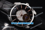 Parmigiani Tonda Tourbillon Asia ST25 Automatic Steel Case with Black Dial and Black Leather Strap Rose Gold Markers