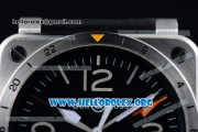 Bell&Ross BR 03-93 GMT Swiss ETA 2836 Automatic Steel Case with Black Dial Black Leather Strap