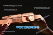 Audemars Piguet Royal Oak 41MM Asia Automatic Rose Gold Case with Brown Grids Dial White Stick Markers and Brown Leather Strap