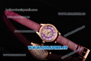 Jaeger-LeCoultre Lady Miyota Quartz Rose Gold Case with White MOP Dial Purple Stick Markers and Purple Leather Strap - Diamonds Bezel