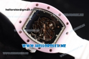 Richard Mille RM 055 Bubba Watson Asia Manual Winding Ceramic/Rose Gold Case with Skeleton Dial and White Rubber Strap White Inner Bezel - 1:1 Original