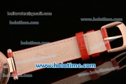 Franck Muller Ronde Miyota Quartz Rose Gold Case with Colorful Stick Markers Diamond Bezel and Red Leather Bracelet