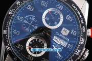 Tag Heuer Carrera Caliber 16 Swiss Valjoux 7750 Automatic Movement Silver Case with Black Dial and SS Strap