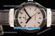 Hublot Classic Fusion Japanese Miyota 9015 Automatic Movement Steel White Dial and Stick Markers Leather Strap (JF)