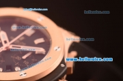 Hublot Big Bang Chronograph Hub 4100 Rose Gold Case with Black Dial and Black Rubber Strap 1:1