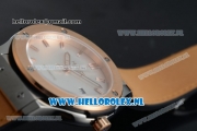 Hublot Classic Fusion Miyota 9015 Automatic Rose Gold Case with White Dial Stick Markers and Light Orange Genuine Leather Strap