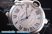 Cartier Ballon bleu de Automatic Steel Case with White Dial and Black Leather Strap