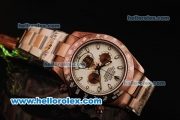 Rolex Daytona II Chronograph Swiss Valjoux 7750 Automatic Movement Brown PVD Case with White Dial and Brown PVD Strap