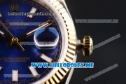 Rolex Datejust Clone Rolex 3135 Automatic Two Tone Case/Bracelet with Blue Dial and Stick Markers (BP)