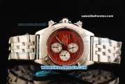 Breitling Chronomat B01 Chronograph Miyota Quartz Movement Full Steel with Red Dial - Three White Subdials and Roman Numerals