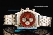 Breitling Chronomat B01 Chronograph Miyota Quartz Movement Full Steel with Red Dial - Three White Subdials and Roman Numerals Breitling Chronomat B01 Chronograph Miyota Quartz Movement Full Steel with Red Dial - Three White Subdials and Roman Numerals