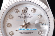 Rolex Datejust Oyster Perpetual Automatic Full White with Diamond Marking-Lady Size
