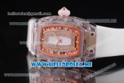 Richard Mille RM 07-02 Miyota 9015 Automatic Pink Sapphire Case with White Rubber Strap and White MOP Dial White Markers