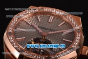 Audemars Piguet Royal Oak 41MM Swiss Tourbillon Manual Winding Rose Gold Case with Grey Dial Diamonds Bezel and Stick Markers (FT)