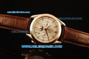 Omega Seamaster Automatic Rose Gold Case with Silver Dial and Brown Leather Strap