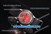 Rolex Daytona Vintage Edition Miyota Quartz Steel Case with Red Dial and Black Nylon Strap - Silver Markers (GF)