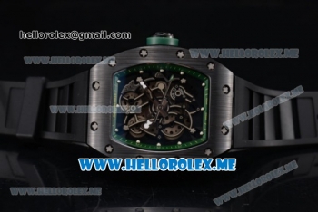 Richard Mille RM 055 Miyota 9015 Automatic PVD Case with Skeleton Dial and Dot Markers Black Rubber Strap Green Inner Bezel