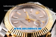 Rolex Datejust II Asia 2813 Automatic Two Tone Case/Bracelet with Grey Dial and Stick Markers (BP)