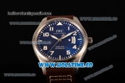 IWC Pilot's Watches Mark XVII Edition "Le Petit Prince" Swiss ETA 2892 Automatic Steel Case with Blue Dial and Brown Leather Strap - White Arabic Numeral Markers