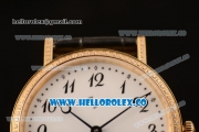 Breguet Classique Miyota 9015 Automatic Yellow Gold Case with White Dial Black Leather Strap and Arabic Numeral Markers