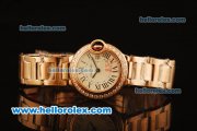 Cartier Ballon Bleu De Swiss ETA Quartz Full Rose Gold with Diamond Bezel and White Dial- 1:1 Original