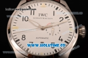 IWC Big Pilot Automatic Movement Steel Case with Silver Dial - Black Numeral Markers and Brown Leather Strap