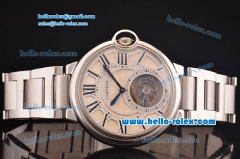 Cartier Ballon Bleu Tourbillon Seagull St8001 Tourbillon Manual Winding Steel Case/Strap with Beige Dial