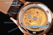 Patek Philippe Calatrava Swiss ETA 2824 Automatic Rose Gold Case with Brown Leather Strap and White Dial