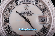 Rolex Day-Date Automatic Diamond Bezel and Roman Hour Marking with Diamonds&White Dial