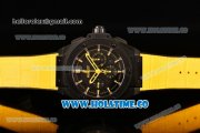 Hublot King Power Chrono Swiss Valjoux 7750 Automatic PVD Case with Black Dial and Yellow Stick Markers