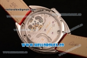 Cartier Cle de Cartier Flying Tourbillon Swiss Tourbillon Manual Steel Case with White Dial and Red Leather Strap (ZF)