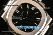 Patek Philippe Nautilus Miyota 9015 Automatic Steel Case with White Stick Markers and Black Dial (BP)