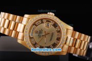 Rolex Day-Date Oyster Perpetual Full Gold with Diamond Bezel,Roman Marking