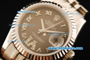 Rolex Datejust Automatic Movement ETA Coating Case with Chocolate Dial and Roman Numerals