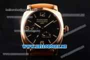 Panerai Radiomir 1940 3 Days GMT Power Reserve PAM00664 Asia ST25 Automatic Rose Gold Case with Black Dial and Brown Leather Strap Stick/Arabic Numeral Markers