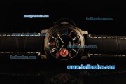 Panerai Luminor Marina Automatic Movement PVD Case with Red/White Arabic Numeral Markers and Black Leather Strap