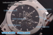 Hublot Big Bang Swiss Valjoux 7750 Automatic Movement Steel Case with Titanium Bezel and Black Dial-Black Rubber Strap