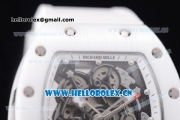 Richard Mille RM 055 Miyota 9015 Automatic Steel Case with Skeleton Dial Dot Markers White Inner Bezel and White Rubber Strap