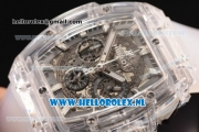 Hublot MP-06 Senna Chrono OS20 Quartz Rubber Case with Skeleton Dial and White Rubber Strap