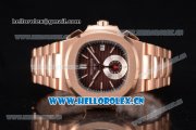 Patek Philippe Nautilus Clone PP 315 Automatic Rose Gold Case/Bracelet with Brown Dial and Stick/Arabic Numeral Markers (BP)