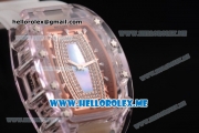 Richard Mille RM 07-02 Miyota 9015 Automatic Pink Sapphire Case with Blue MOP Dial and White Rubber Strap