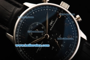 IWC Portuguese Chronograph Quartz Movement Steel Case with Black Dial and Black Leather Strap