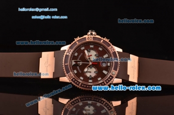 Ulysse Nardin Maxi Marine Diver Chrono Miyota OS20 Quartz Rose Gold Case with Brown Rubber Strap Brown Dial 7750 Coating