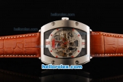 Richard Mille RM 007 Automatic Movement Steel Case with Red Dot Markers and Brown Leather Strap