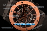 Hublot Classic Fusion Skeleton Chrono Miyota Quartz PVD Case with Skeleton Dial Rose Gold Bezel and Stick Markers