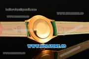 Rolex Cellini Time Asia 2813 Automatic Yellow Gold Case with Green Dial and Stick Markers