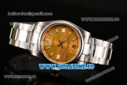 Rolex Air King Asia Automatic Full Steel with Yellow Dial and White Stick Markers