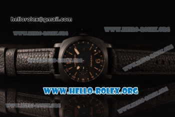 Panerai Luminor GMT Asia Automatic PVD Case with Black Dial and Black Leather Strap PAM 531B